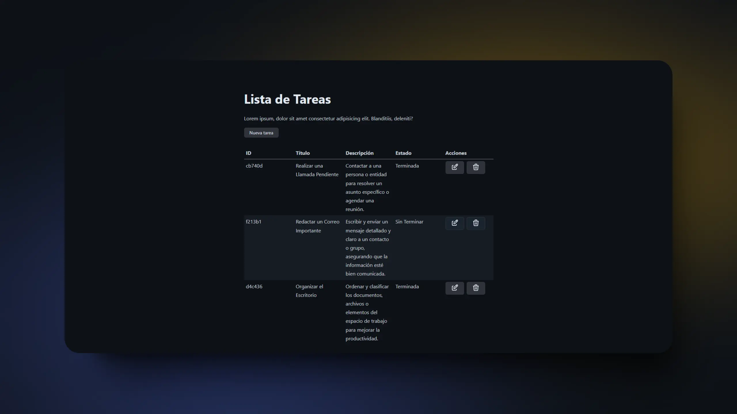 Lista de tareas con react